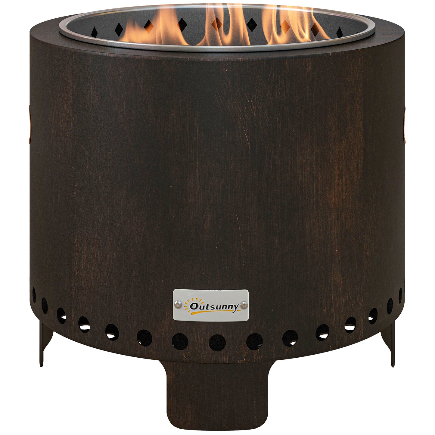 Outsunny Metal Wood-burning Smokeless Fire Pit, Black - OutdoorBox
