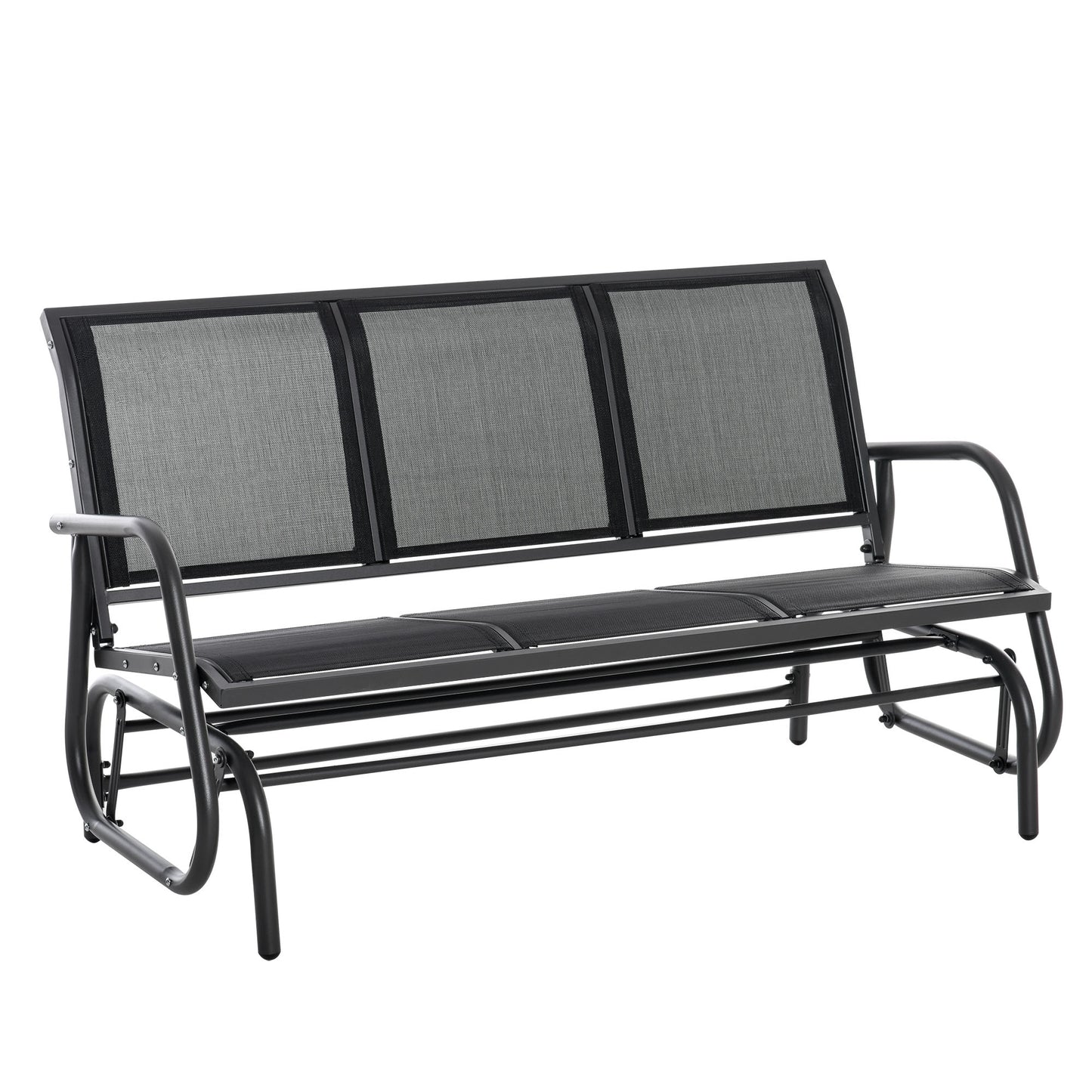 Outsunny 3-Seat Glider Rocking Chair for 3 People Garden Bench Patio Furniture Metal Frame - OutdoorBox