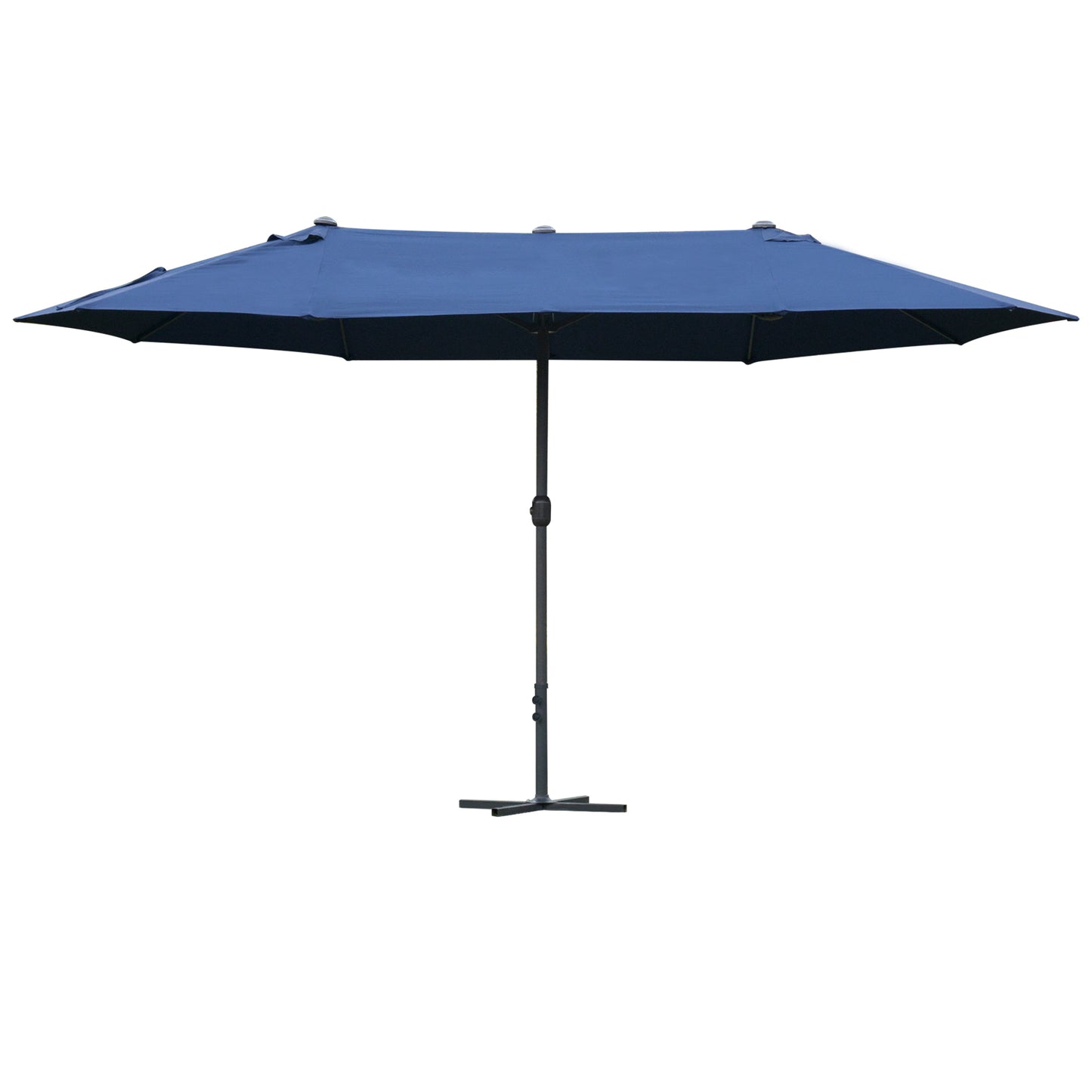 Outsunny 4.6m Garden Parasol Double-Sided Sun Umbrella Patio Market Shelter Canopy Shade Outdoor with Cross Base � Blue - OutdoorBox
