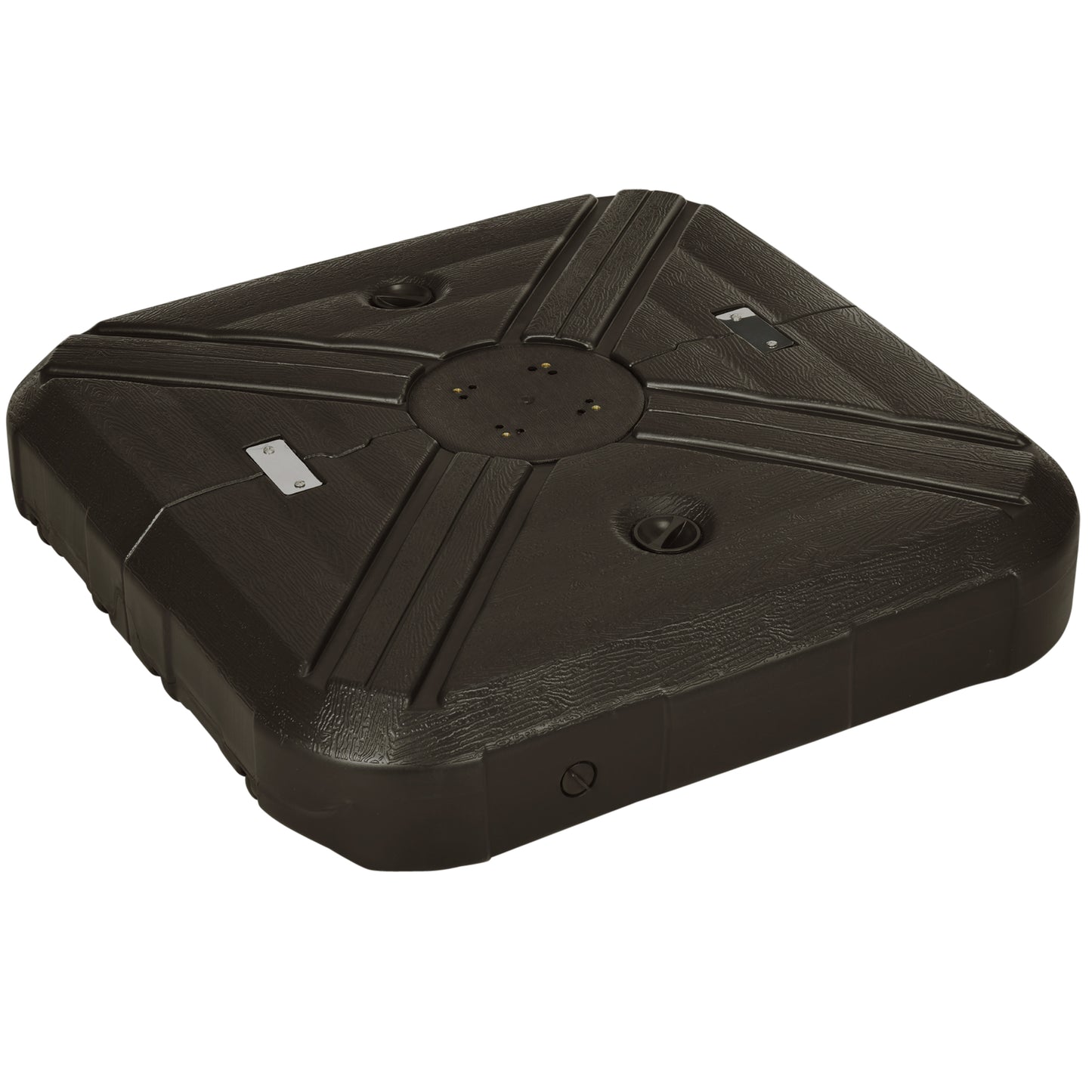 Outsunny Fillable Cantilever Parasol Base Weights with Steel Cross Base, Garden Umbrella Stand Weight, Wheels 19.5kg Sand or 17kg Water Filled Coffee - OutdoorBox
