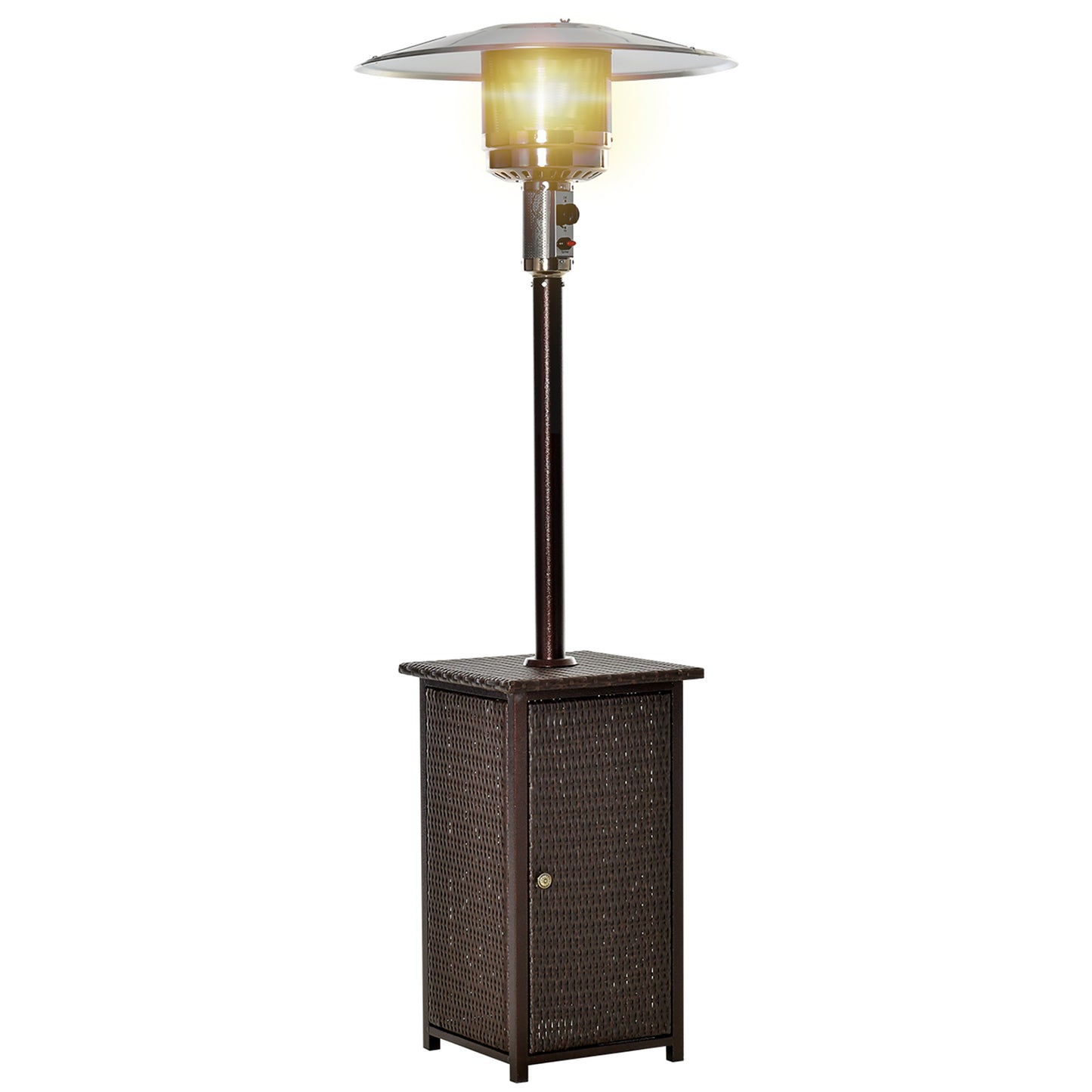 Outsunny 12KW Patio Gas Heater Freestanding Outdoor Garden Heating Rattan Furniture Wicker Table Top - OutdoorBox