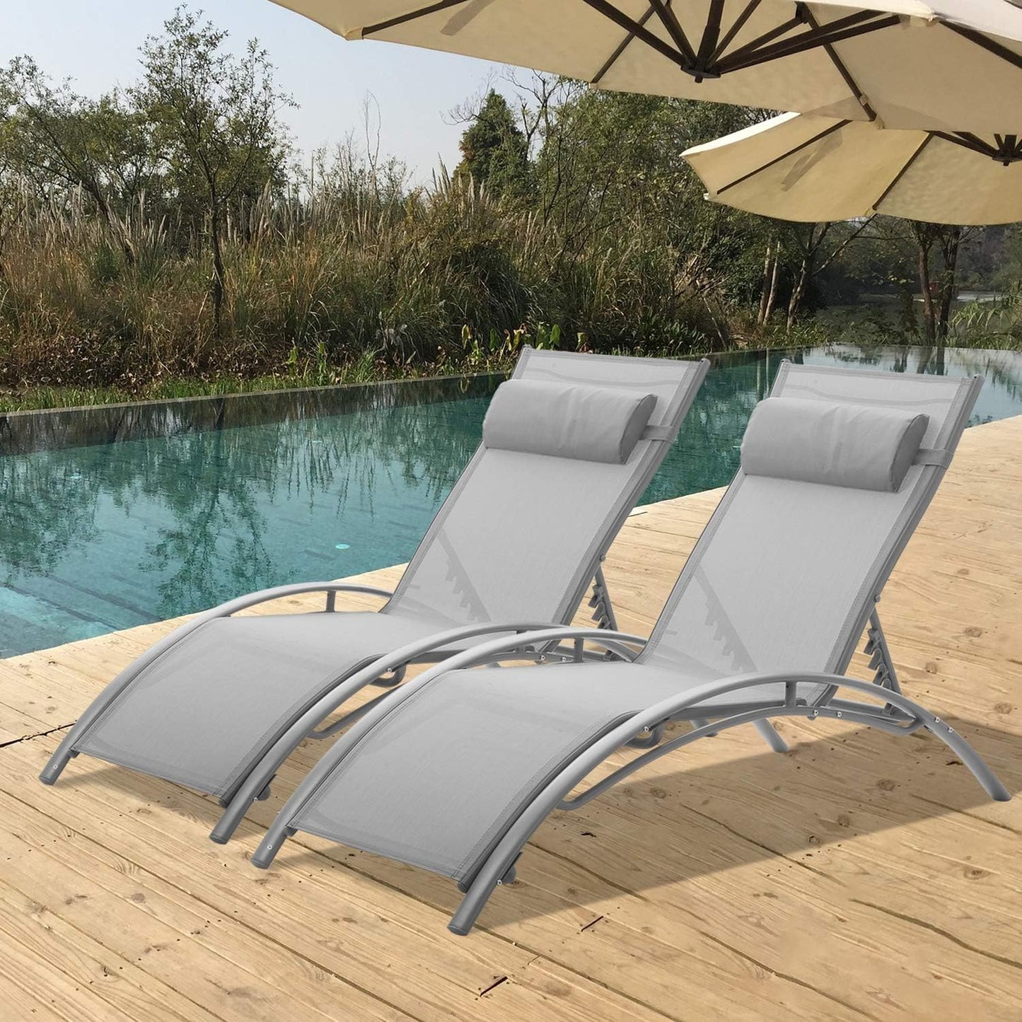 Pair of Bali Sun Loungers - Grey