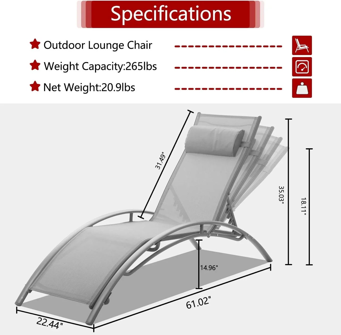 Pair of Bali Sun Loungers - Grey