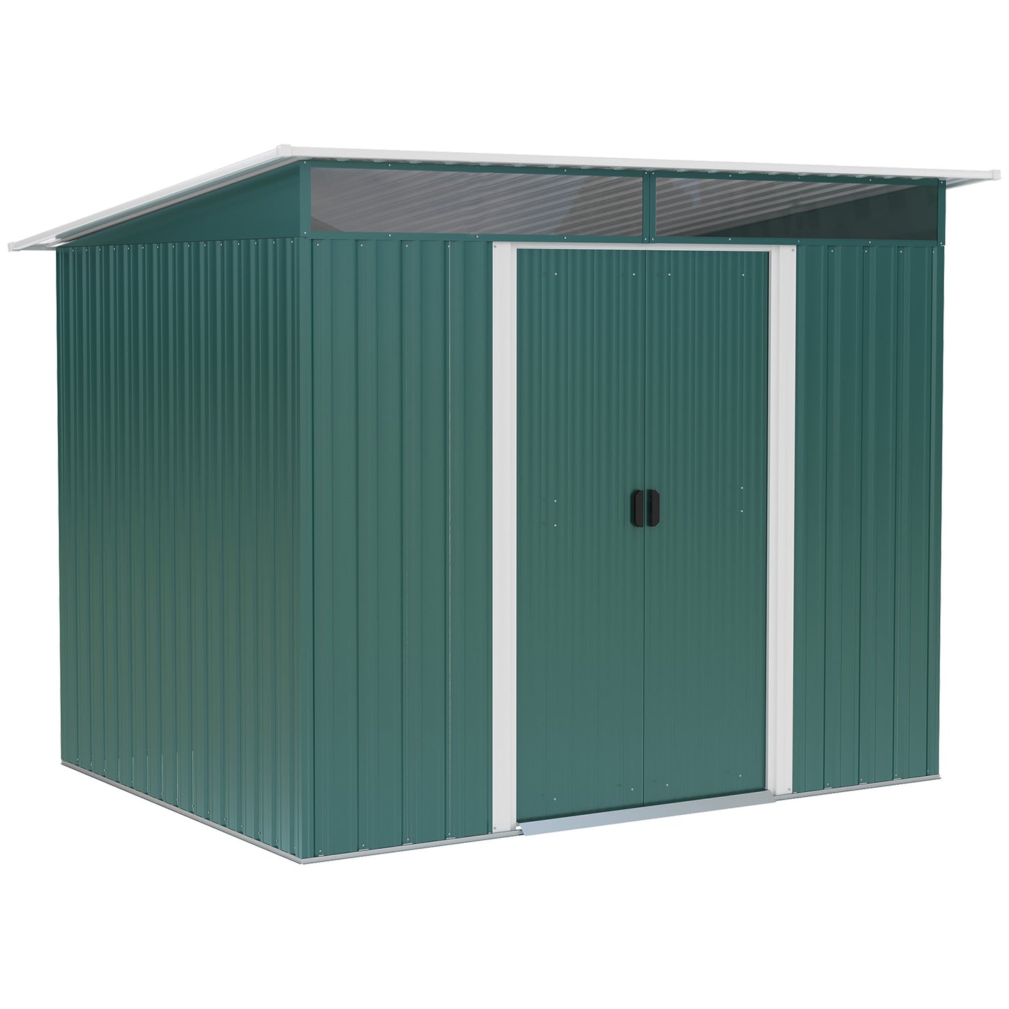 Outsunny Pent Roofed Metal Garden Shed House Hut Gardening Tool Storage w/ Ventilation 260L x 194W x 200H cm - OutdoorBox