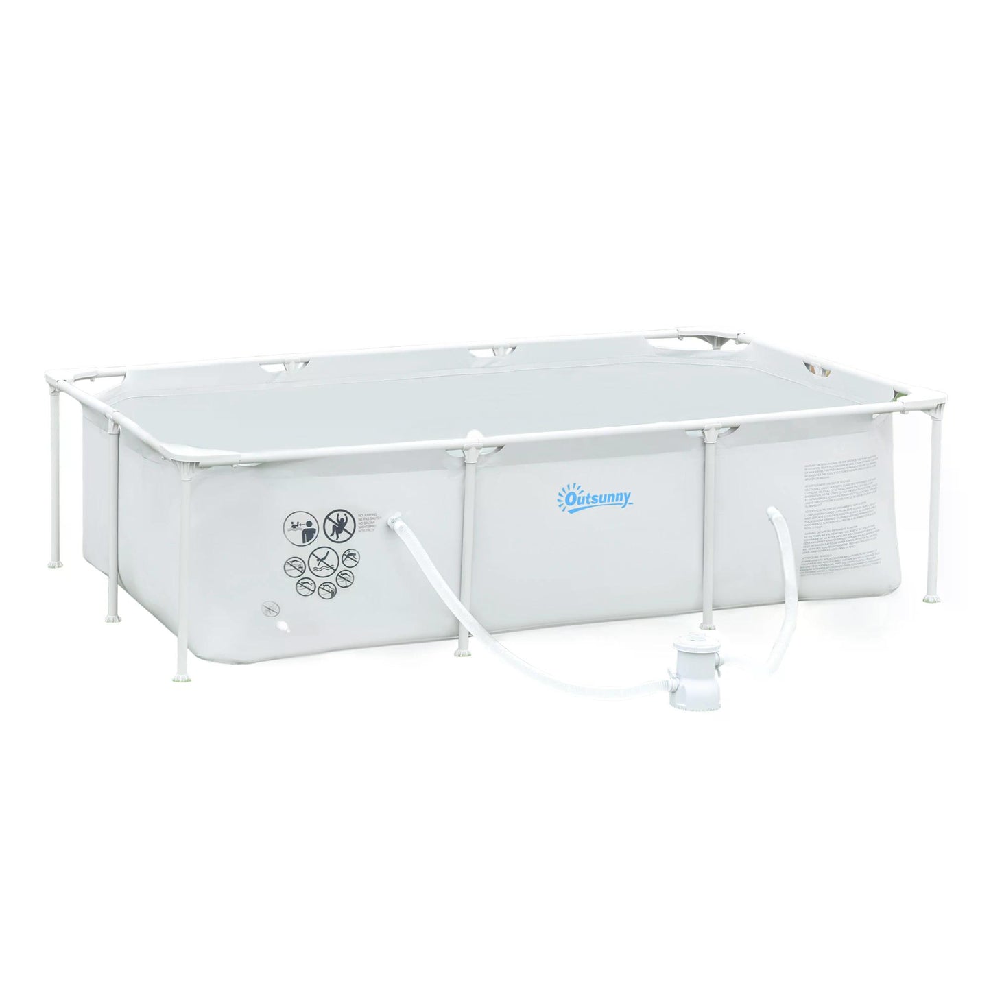 Outsunny Steel Frame Pool with Filter Pump and Filter Cartridge Rust Resistant Above Ground Pool with Reinforced Sidewalls, 292 x 190 x 75cm, Grey