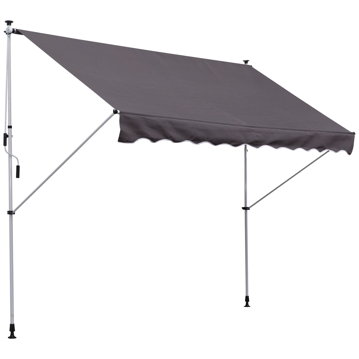 Outsunny Balcony 3 x 1.5m Manual Adjustable Awning DIY Patio Clamp Awning Canopy Retractable Shade Shelter - Grey - OutdoorBox