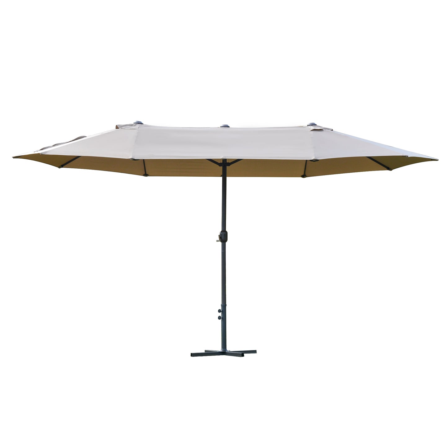 Outsunny 4.6m Garden Parasol Double-Sided Sun Umbrella Patio Market Shelter Canopy Shade Outdoor with Cross Base � Khaki - OutdoorBox