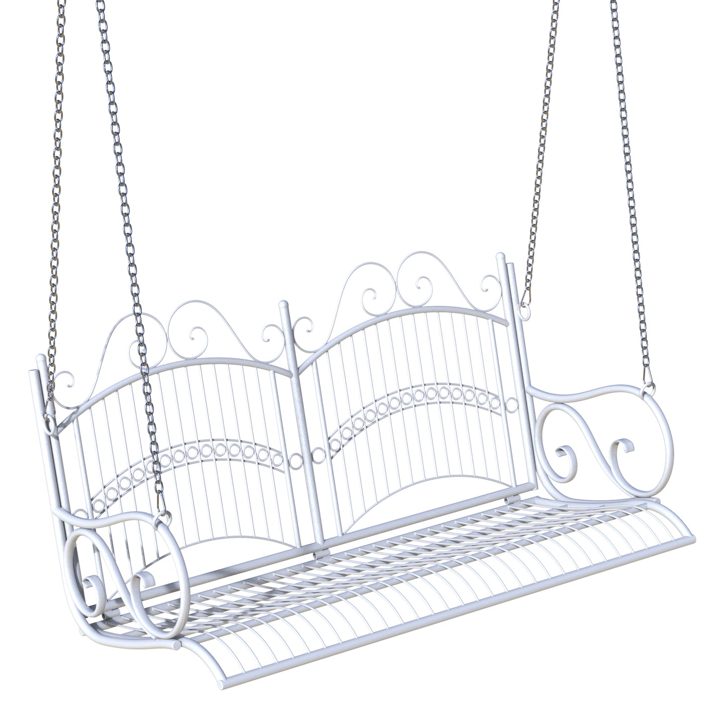 Outsunny Metal 2-Seater Outdoor Garden Swing Bench White - OutdoorBox