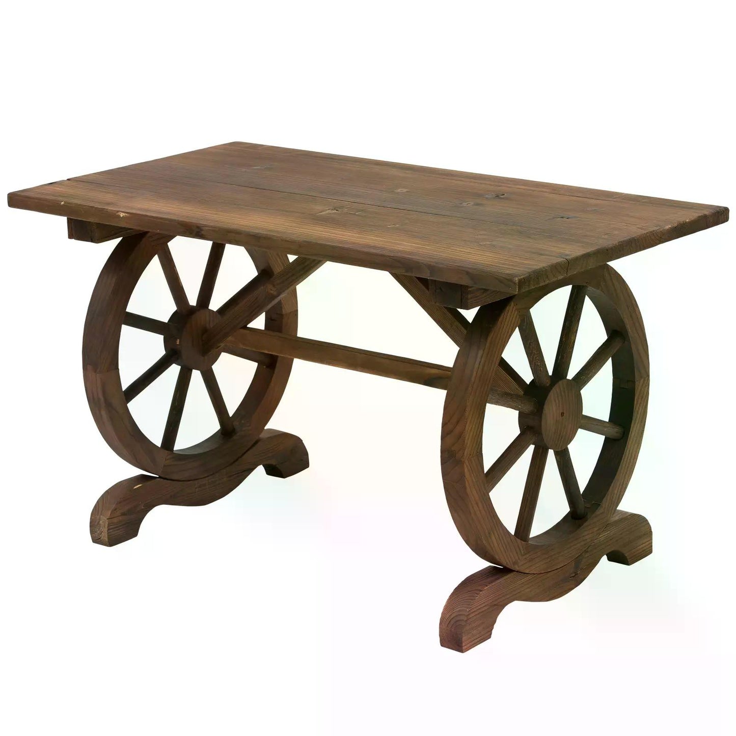Outsunny Outdoor Garden Coffee Table Dinning Table Patio Display Desk Natural Fir Wood Water-Resistant - OutdoorBox