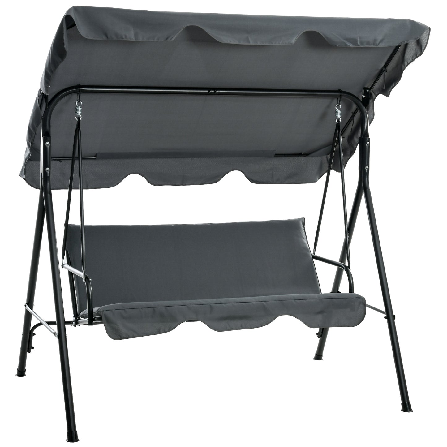 Outsunny 3-Seat Swing Chair Garden Swing Seat with Adjustable Canopy for Patio, Grey - OutdoorBox