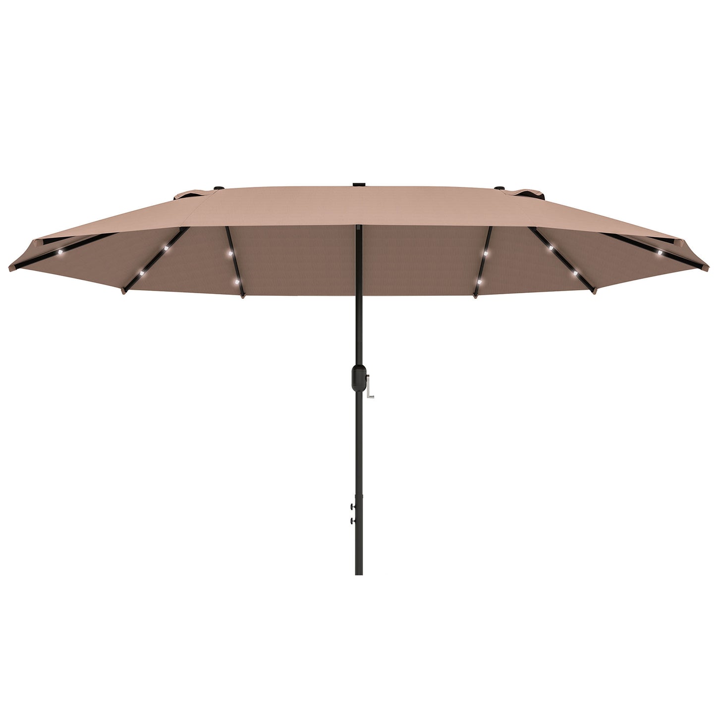 Outsunny Garden Parasol 4.4m Double-Sided Sun Umbrella Patio Sun Shade Outdoor with LED Solar Light , Khaki - OutdoorBox