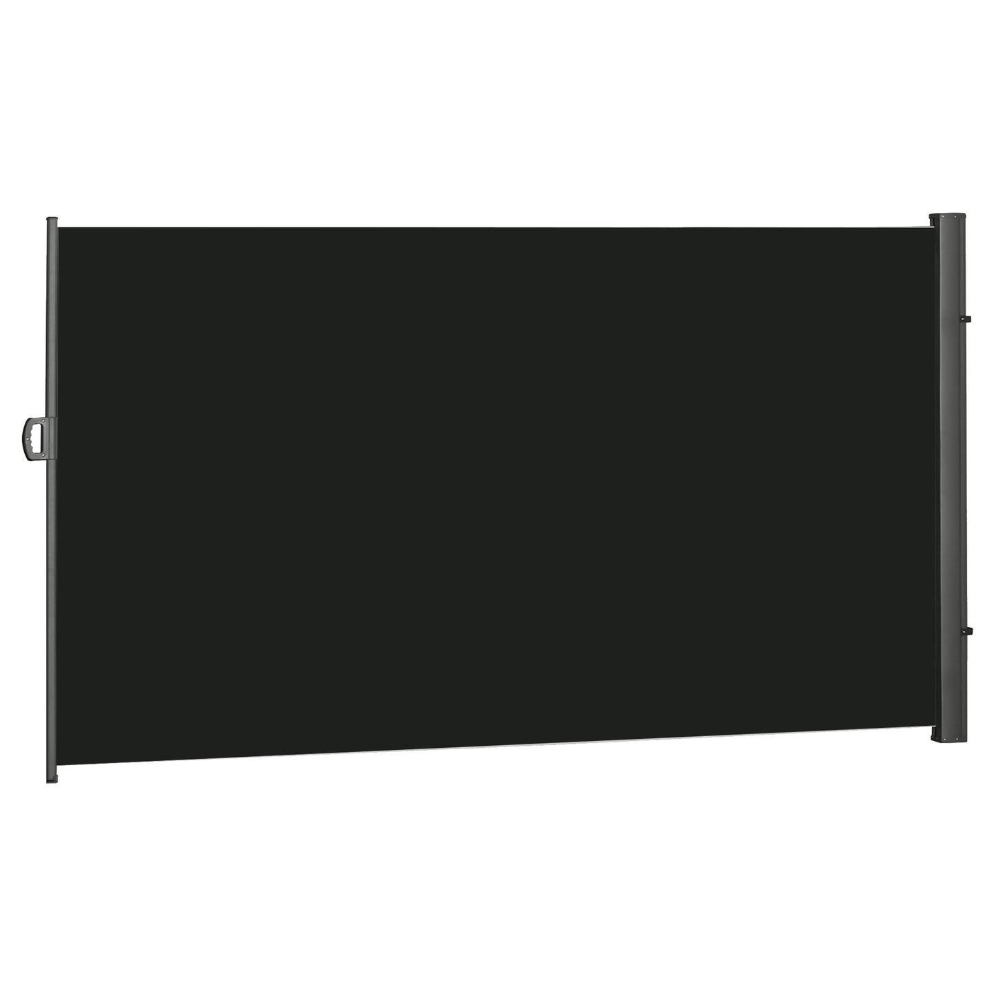 Outsunny 3 x 2m Retractable Sun Side Awning Screen Fence Patio Garden Wall Balcony Screening Panel Outdoor Blind Privacy Divider, Black - OutdoorBox