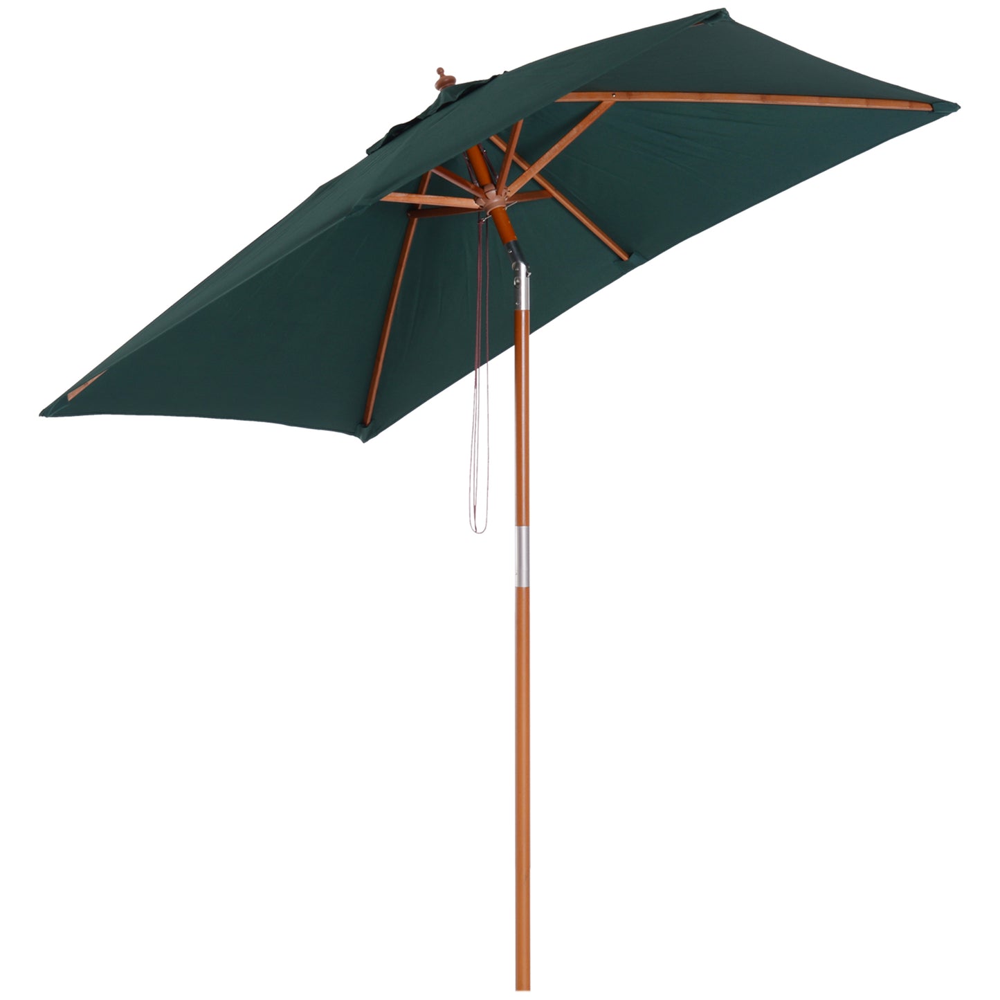 Outsunny Garden Umbrella Patio Umbrella Market Parasol, Outdoor Sunshade 6 Ribs w/ Wood and Bamboo Frame, Brown Green - OutdoorBox