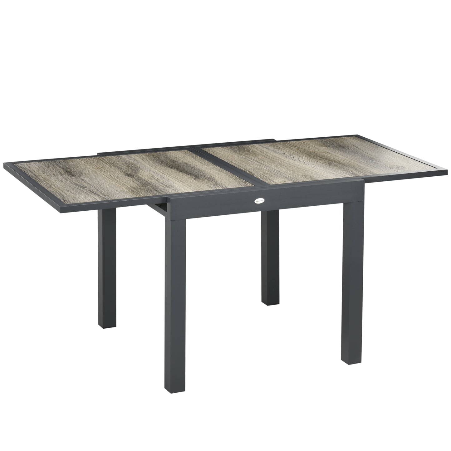 Outsunny Extending Garden Table, Outdoor Dining Table for 6, Aluminium Frame Rectangular Patio Table with Plastic Board Tabletop, Beige - OutdoorBox