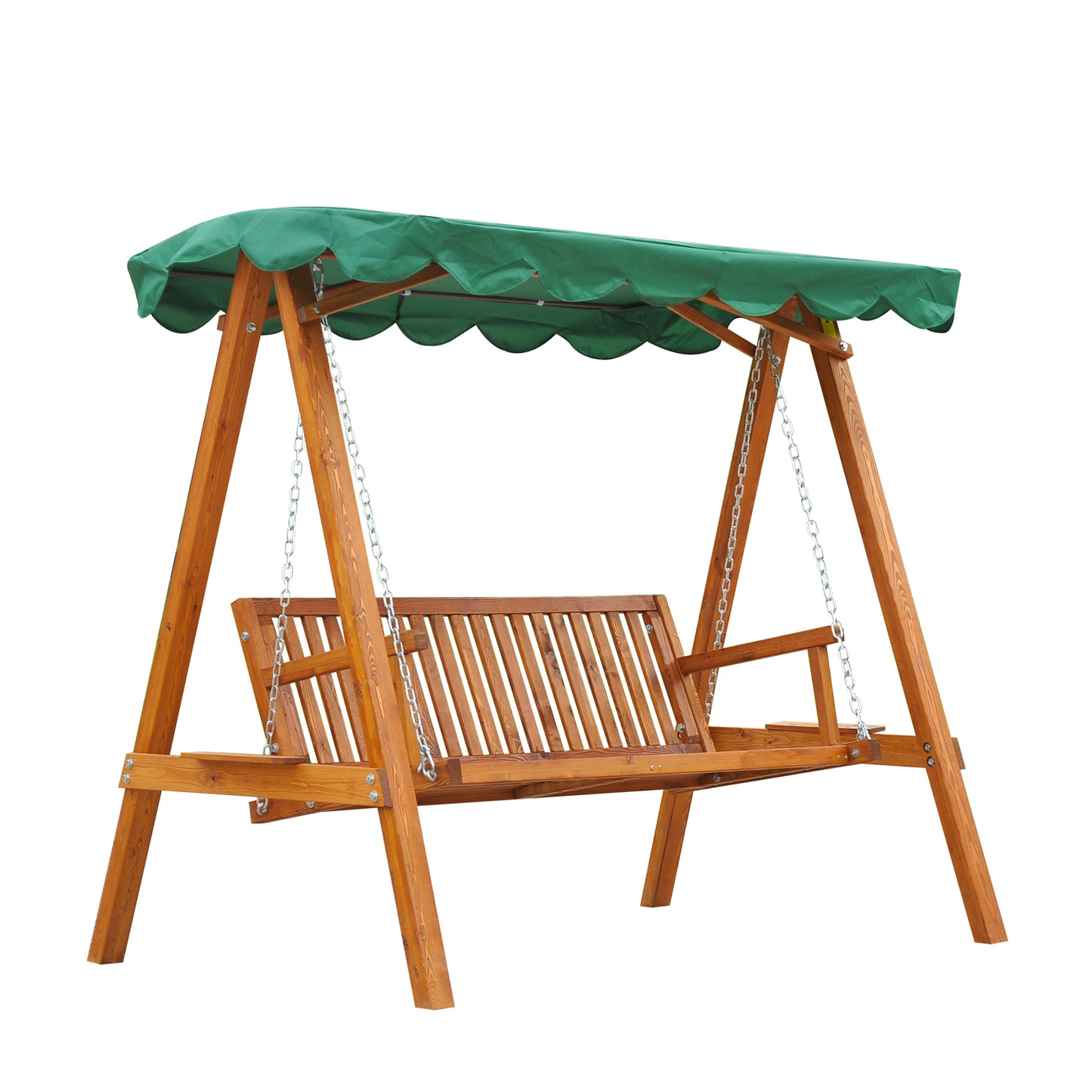 Outsunny 3-Seater Wooden Garden Swing Chair Seat Bench, Green - OutdoorBox
