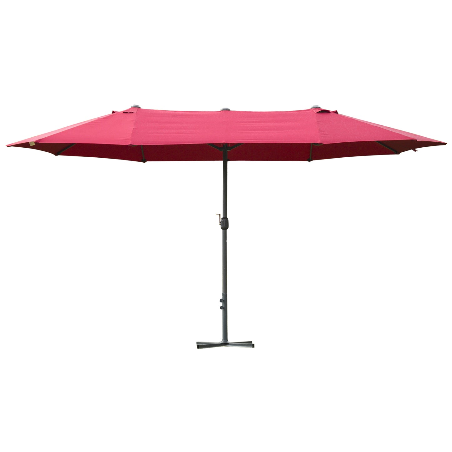 Outsunny 4.6m Garden Parasol Double-Sided Sun Umbrella Patio Market Shelter Canopy Shade Outdoor Wine Red - OutdoorBox