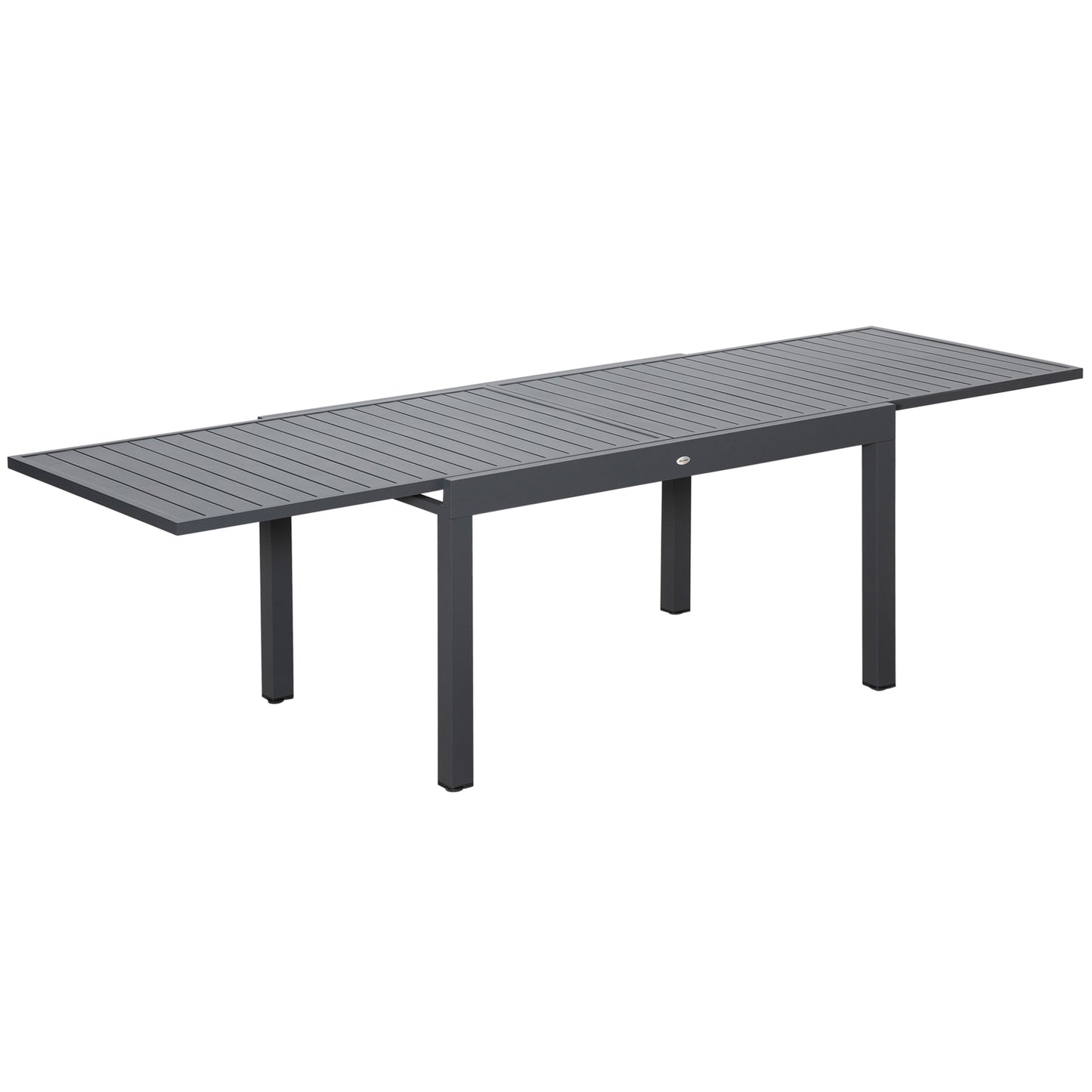 Outsunny Extendable Garden Table, 10 Seater Outdoor Dining Table with Aluminium Frame for Lawn, Balcony and Backyard, Grey - OutdoorBox