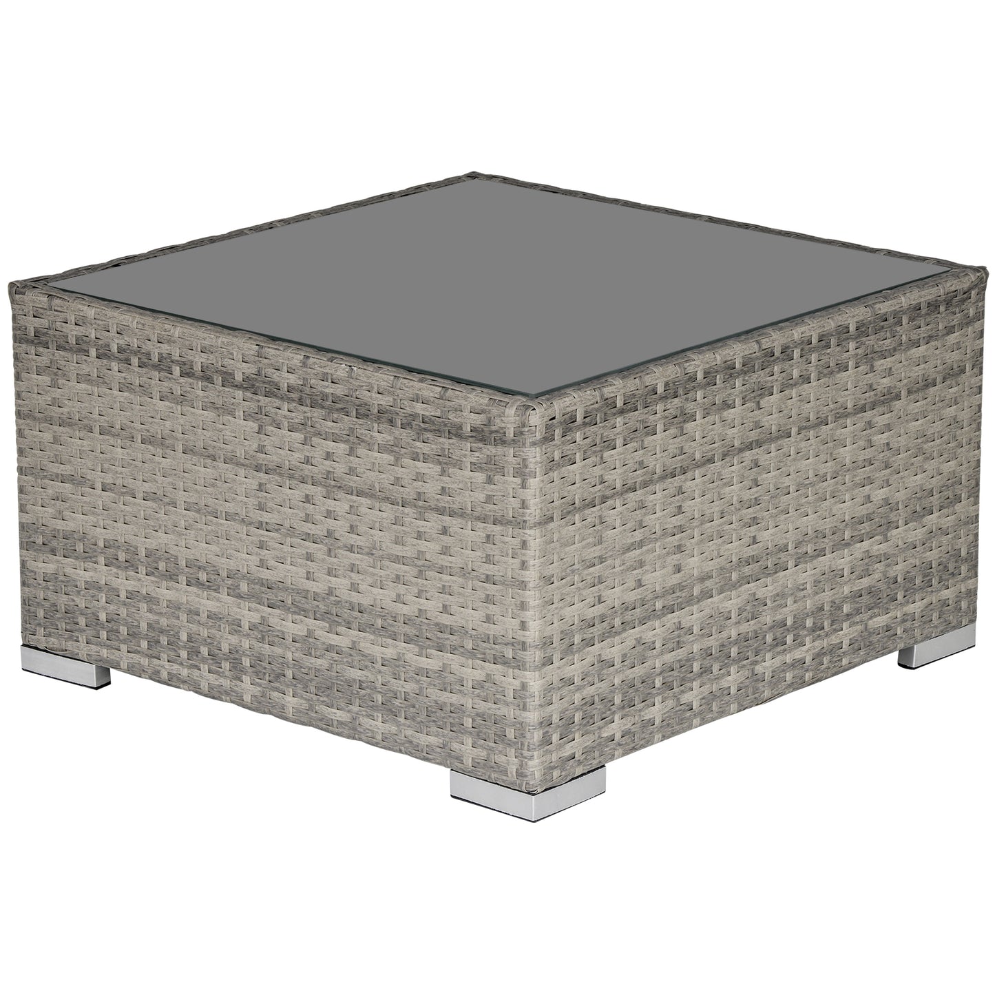 Outsunny Rattan Wicker Patio Coffee Table Ready to Use Outdoor Furniture Suitable for Garden Backyard Grey - OutdoorBox