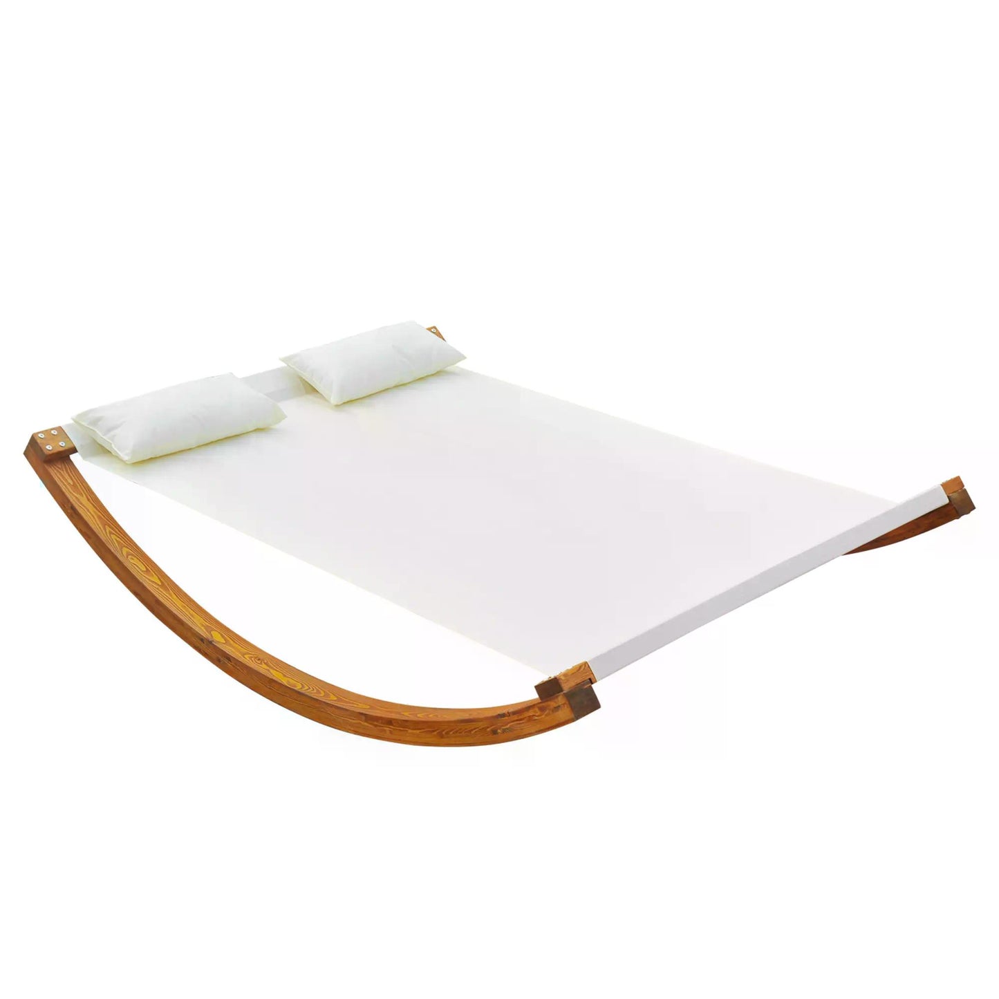 Outsunny Rocking Double Sun Lounger W/ Wooden Frame-White - OutdoorBox