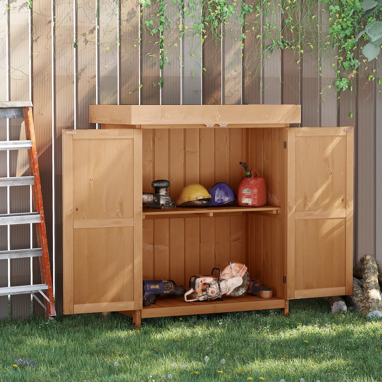 Outsunny Outdoor Garden Storage Shed, Cedarwood-Burlywood Colour - OutdoorBox