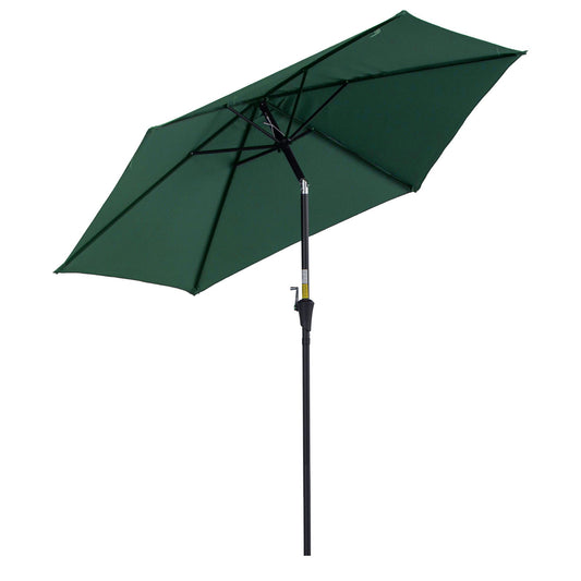 Outsunny 2.7M Tilting Parasol Sun Parasol Outdoor Garden Umbrellas Sun Shade Aluminium Frame with Crank(Green)