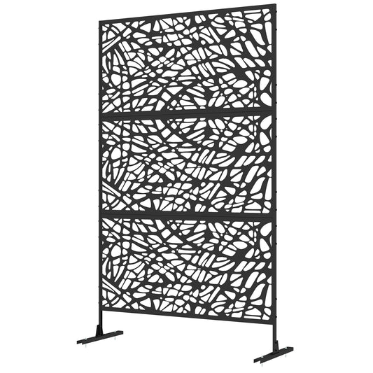 Outsunny Metal Decorative Privacy Screen Outdoor Divider, Black Twisted Lines - OutdoorBox