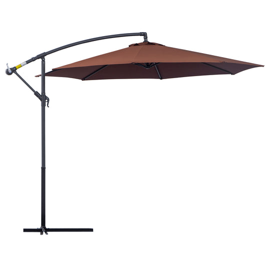 Outsunny 3 m Hanging Umbrella Parasol-Coffee - OutdoorBox