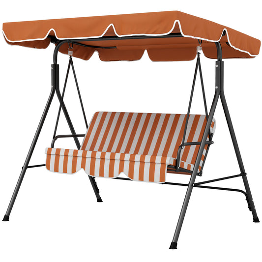 Outsunny 3-Seat Swing Chair Garden Swing Seat with Adjustable Canopy for Patio, Orange