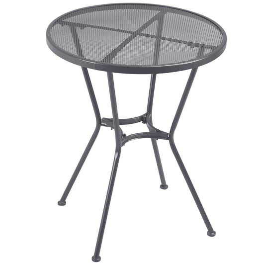 Outsunny 60cm Garden Round Table Metal Outside Bistro Table with Mesh Tabletop for Garden Balcony Deck, Dark grey