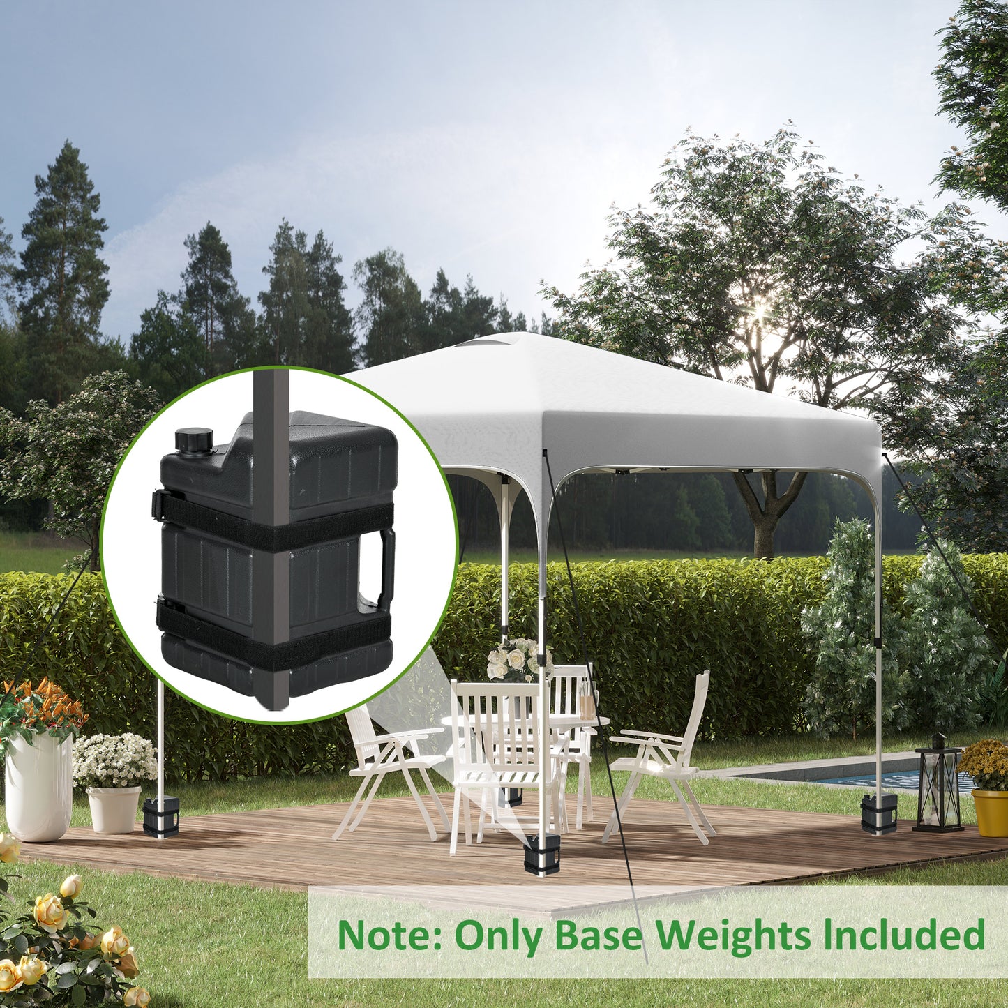 Outsunny HDPE Gazebo Weights Set of 4, Water or Sand Filled Weights for Gazebo Legs, with Built-in Handles and Secure Straps