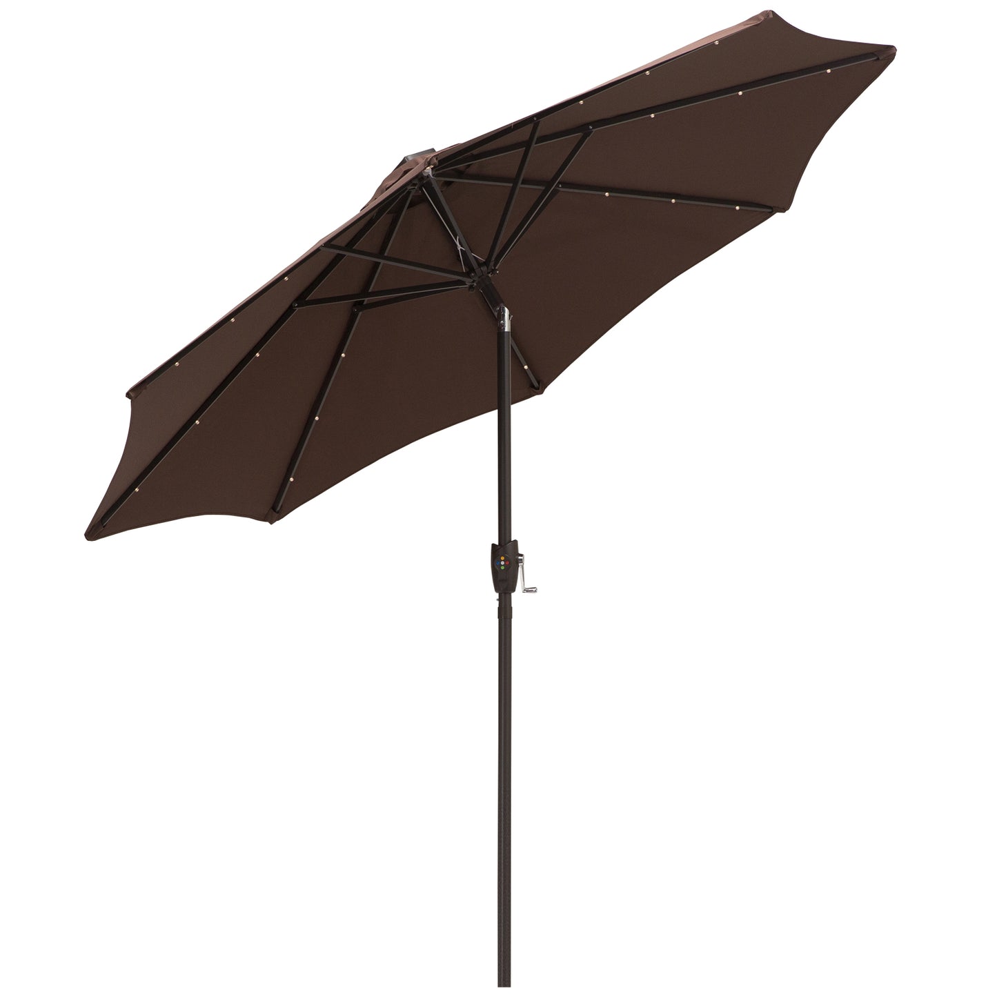 Outsunny Umbrella Parasol 24 Solar LED-Brown/Coffee - OutdoorBox