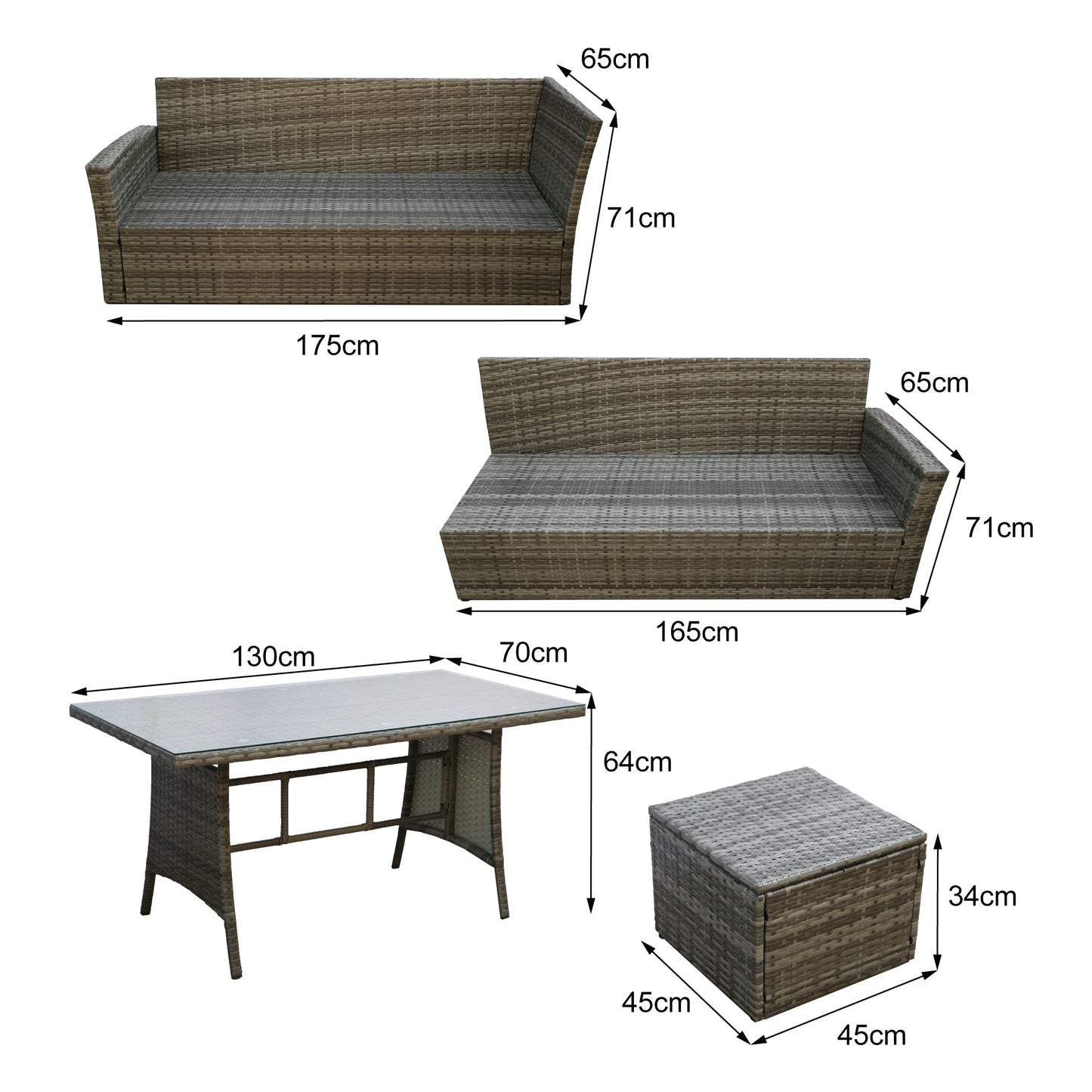 Sorrento 9 piece grey rattan corner sofa dining set