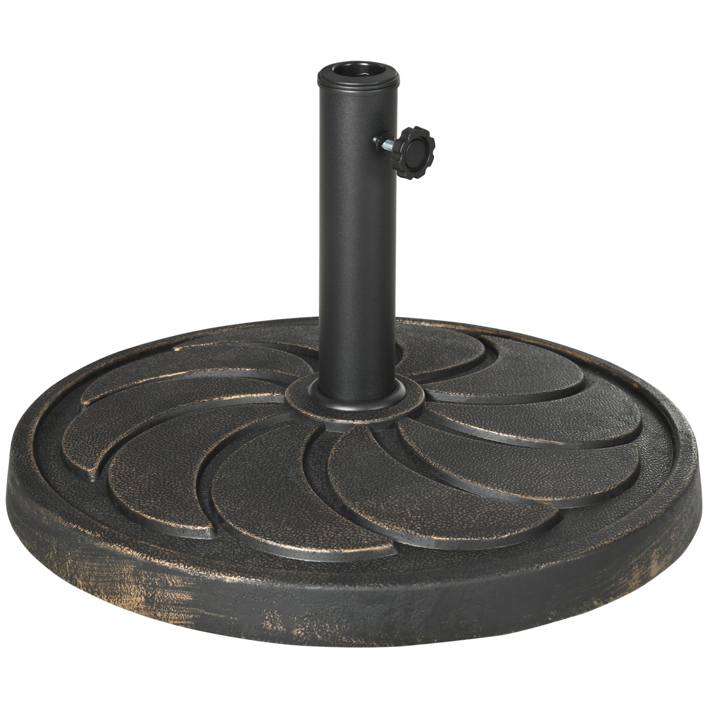 Outsunny 18kg Resin Garden Parasol Base, Round Outdoor Market Umbrella Stand Weight for Poles of ?38mm to ?48mm, Bronze