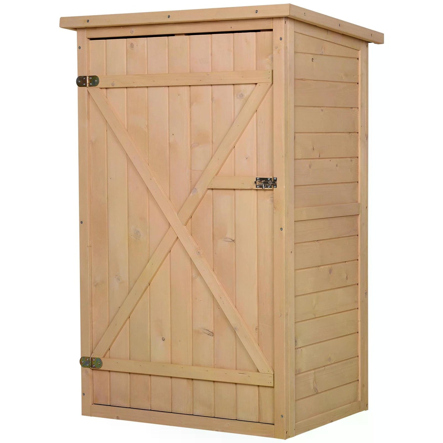 Outsunny Wooden Garden Storage Shed Fir Wood Tool Cabinet Organiser with Shelves 75L x 56W x115Hcm