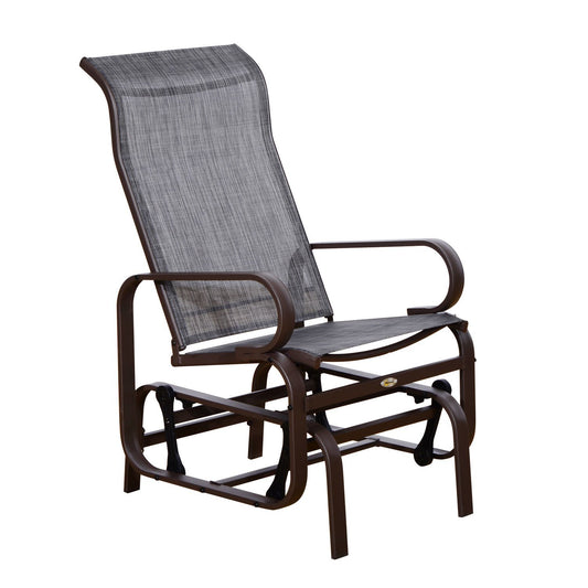 Outsunny Outdoor Gliding Rocking Chair with Sturdy Metal Frame Garden Comfortable Swing Chair for Patio, Backyard and Poolside, Grey