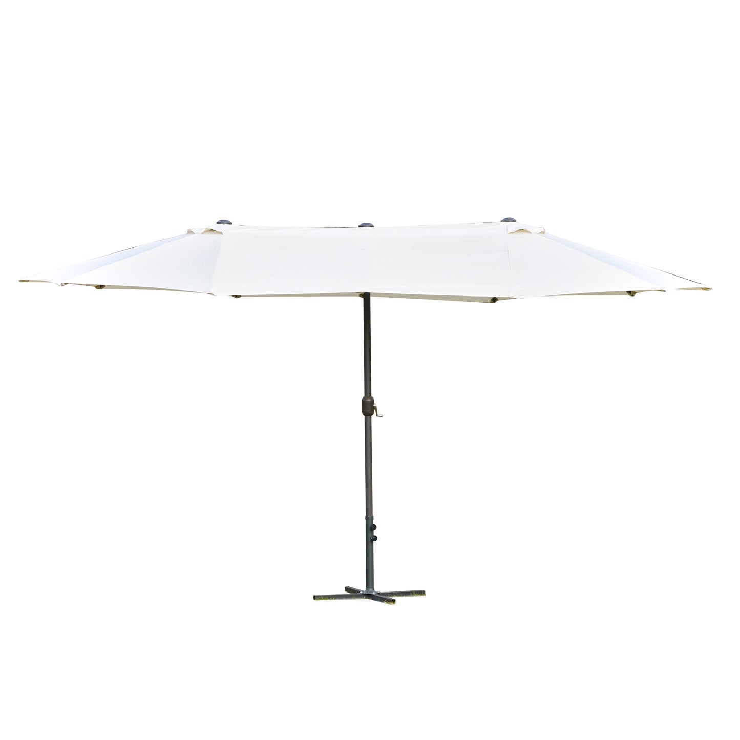 Outsunny 4.6m Garden Parasol Double-Sided Sun Umbrella Patio Market Shelter Canopy Shade Outdoor with Cross Base � Off White