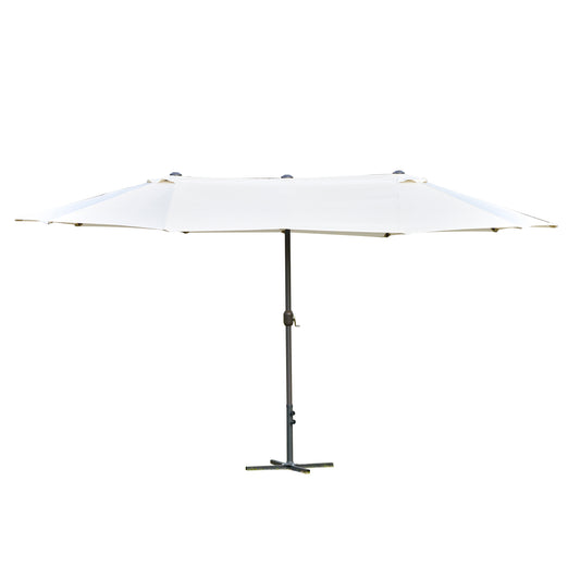 Outsunny 4.6m Garden Parasol Double-Sided Sun Umbrella Patio Market Shelter Canopy Shade Outdoor with Cross Base � Off White