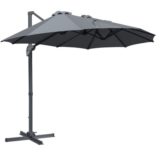 Outsunny 4.5�m Patio Cantilever Roma Parasol, Large Double-Sided Rectangular Garden Umbrella with Crank Handle, 360� Cross Base for Bench, Outdoor