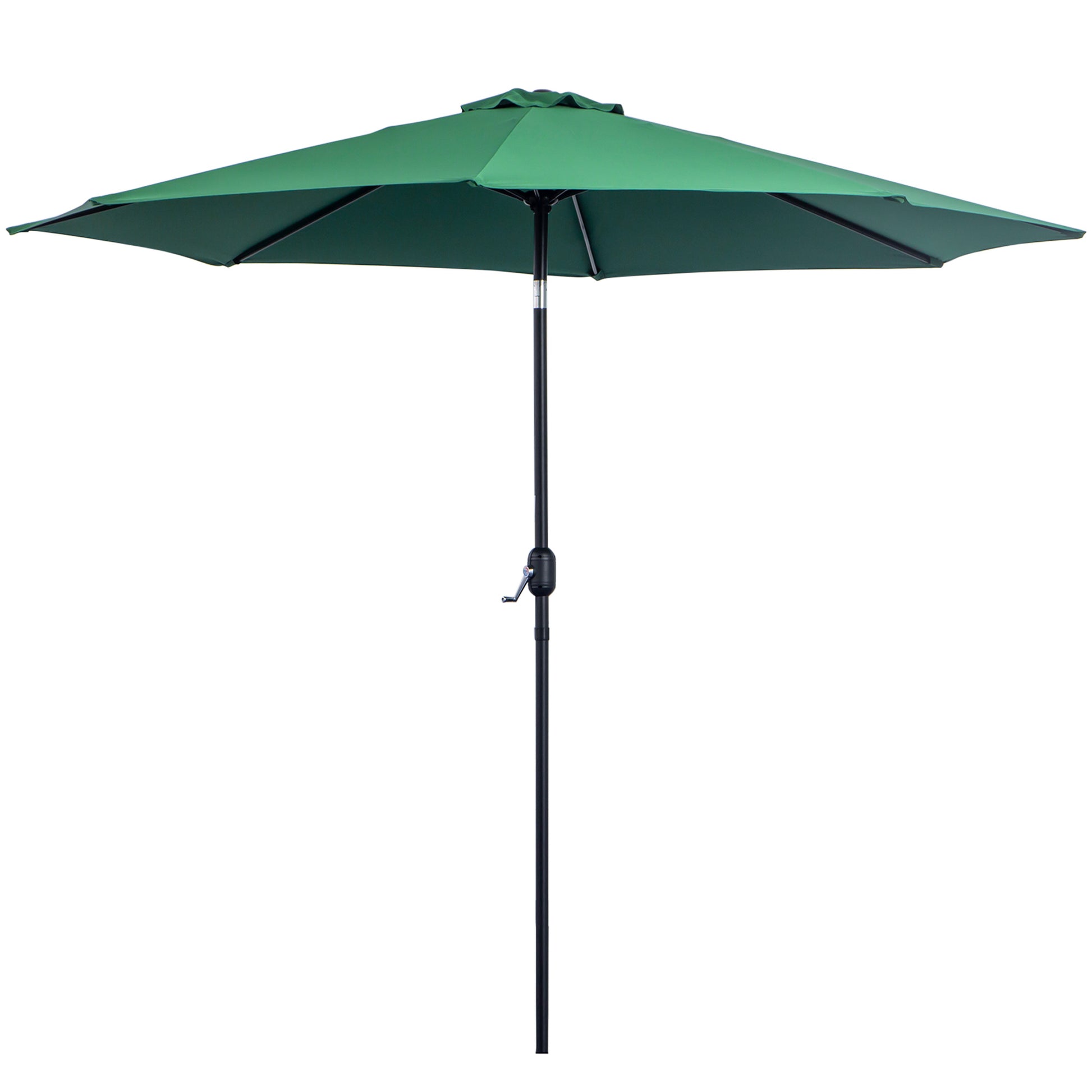 Outsunny 3(m) Tilting Parasol Garden Umbrellas, Outdoor Sun Shade with 8 Ribs, Tilt and Crank Handle for Balcony, Bench, Garden, Green - OutdoorBox