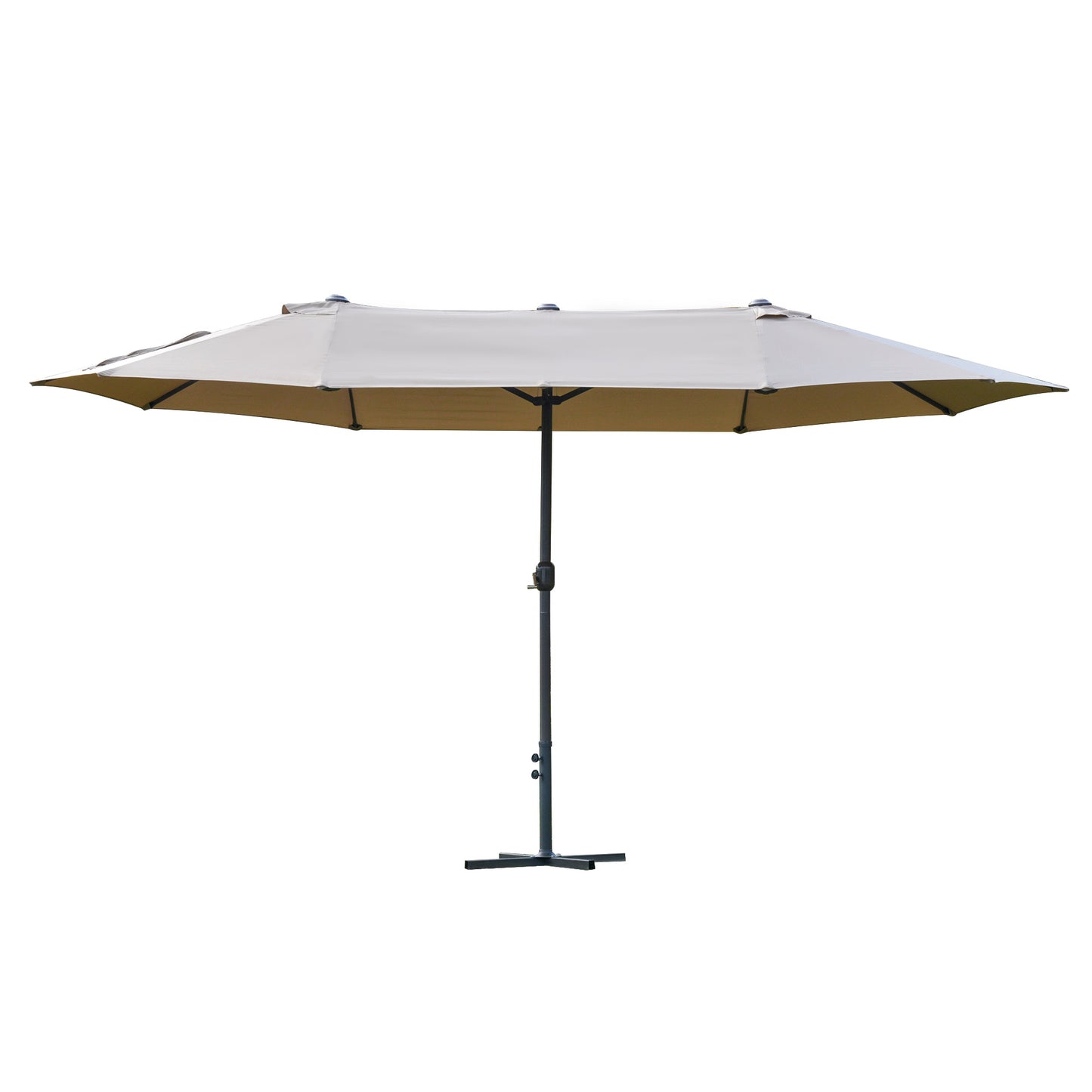 Outsunny 4.6m Garden Parasol Double-Sided Sun Umbrella Patio Market Shelter Canopy Shade Outdoor with Cross Base � Khaki