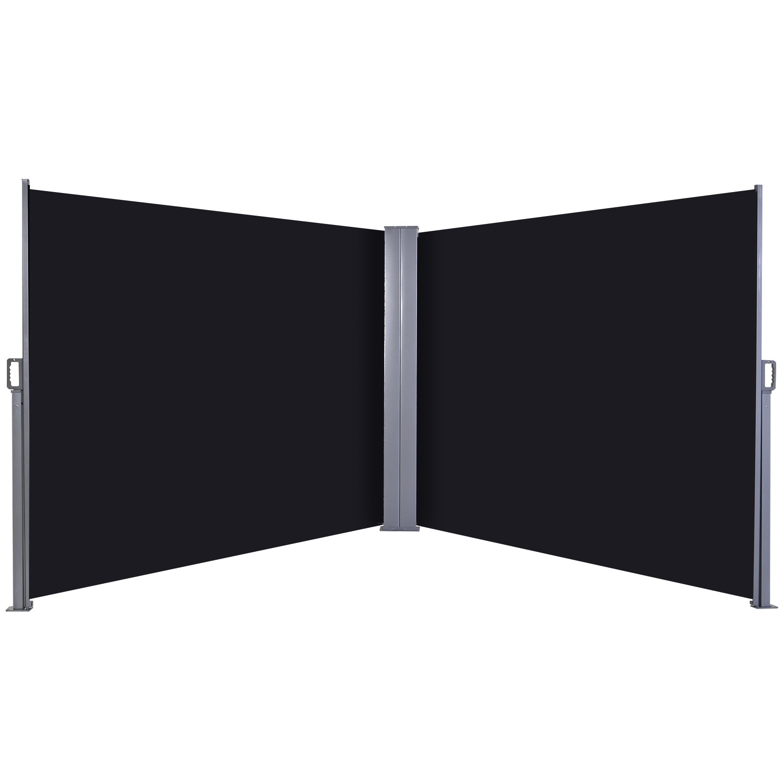 Outsunny Steel Frame Retractable Double-Sided Awning Black - OutdoorBox