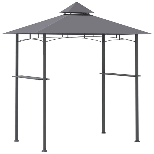 Outsunny 2.5M (8ft) New Double-Tier Outdoor Cooking Canopy Barbecue Tent Shelter Patio Deck Cover - Grey