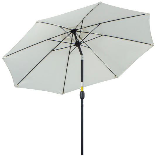 Outsunny Garden Parasol Umbrella,Tilting Parasol W/three angles, Outdoor Sun Shade Canopy,Cream White,2.65H x ?2.4m