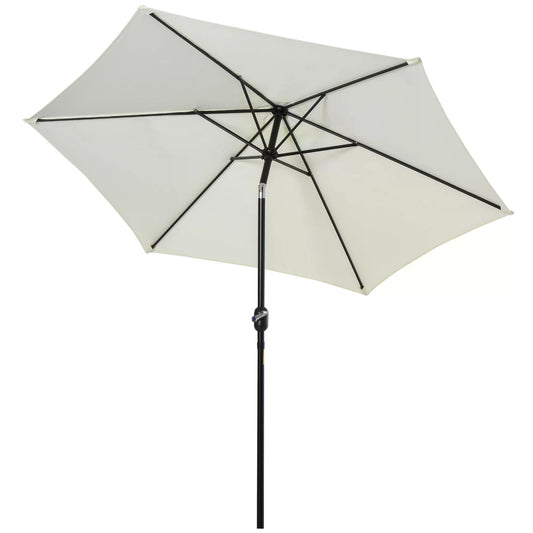 Outsunny 2.7 m Patio Umbrella Sun Shade Tilt Crank Garden Aluminium Frame-Cream White