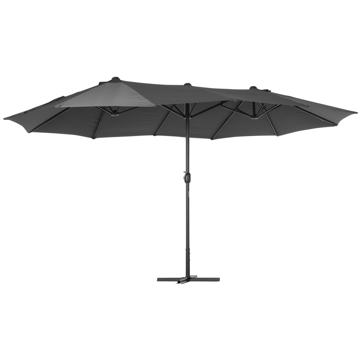 Outsunny 4.6m Garden Parasol Double-Sided Sun Umbrella Patio Market Shelter Canopy Shade Outdoor with Cross Base � Grey