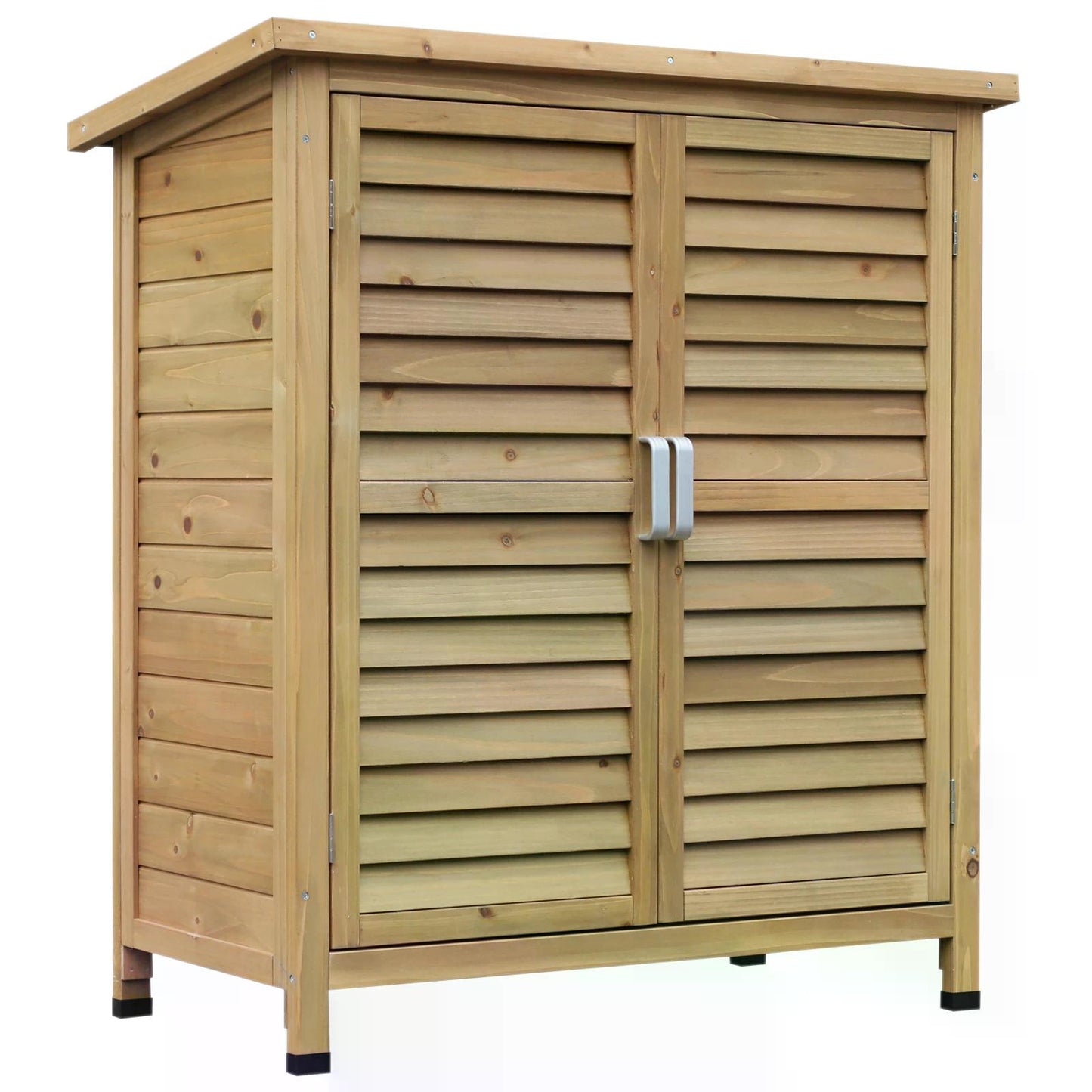 Outsunny Garden Storage Unit Solid Fir Wood Garage Organisation Sturdy Cabinet Outdoor - OutdoorBox