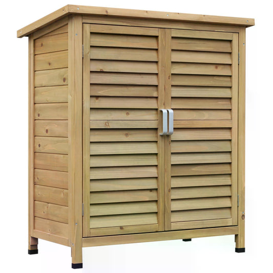 Outsunny Garden Storage Unit Solid Fir Wood Garage Organisation Sturdy Cabinet Outdoor - OutdoorBox