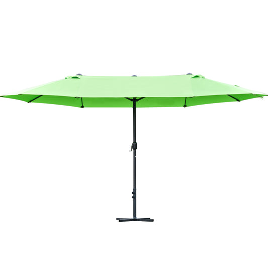 Outsunny 4.6m Garden Parasol Double-Sided Sun Umbrella Patio Market Shelter Canopy Shade Outdoor with Cross Base � Green