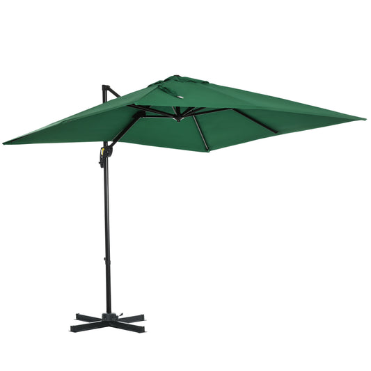 OutsunnySquare Outdoor Umbrella Parasol W/360� Rotation, 245Lx245Wx248H cm-Green