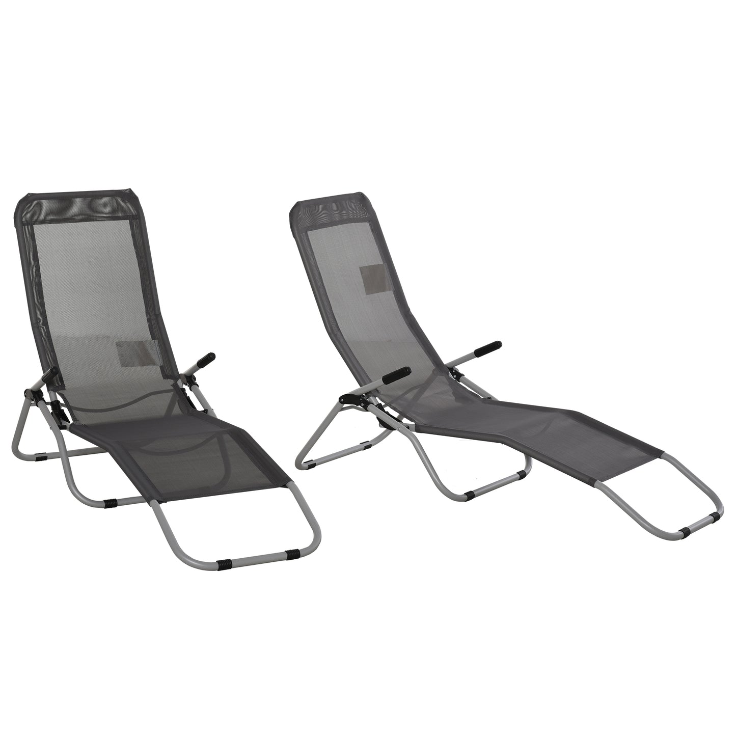 Outsunny Set of 2 Outdoor Patio Chaise Recliner Portable Lounge Chairs Garden Loungers Adjustable Backrest